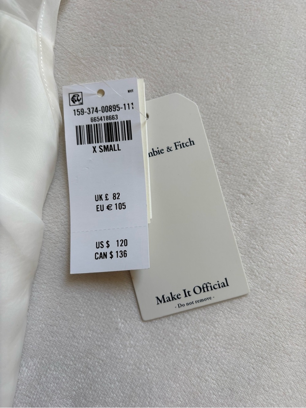 Abercrombie & Fitch Ivory Shift Dress with Pearl Trim - Picture 2 of 5